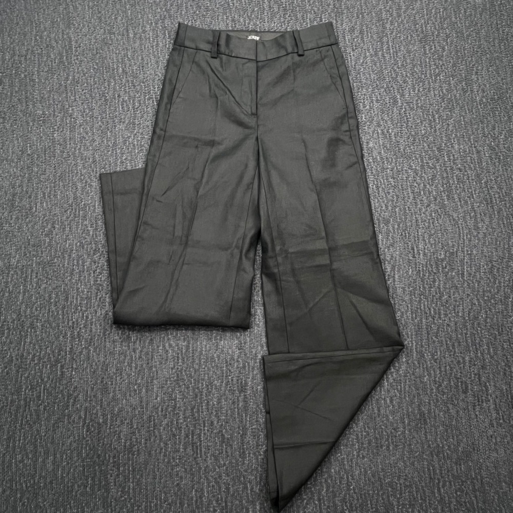 J.Crew Carolina Wide Leg Linen Blend Trousers Black Size 2P Petite